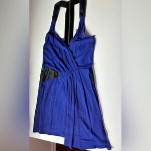 Milly of New York cobalt blue dress with leather panels